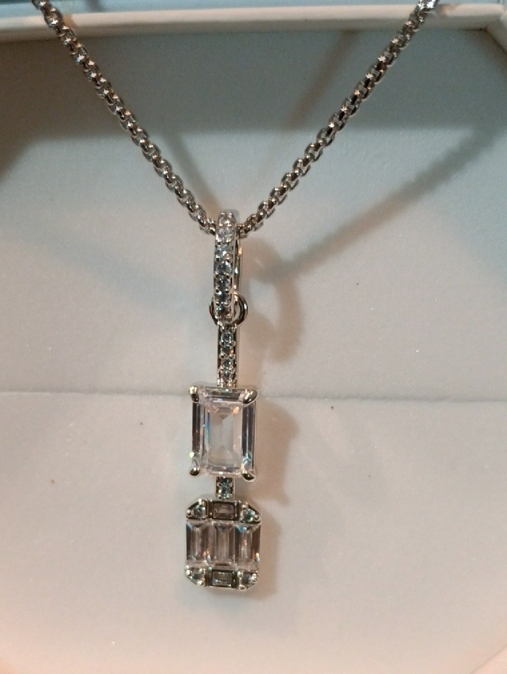 bp Silver Crystal Drop Pendant Necklace